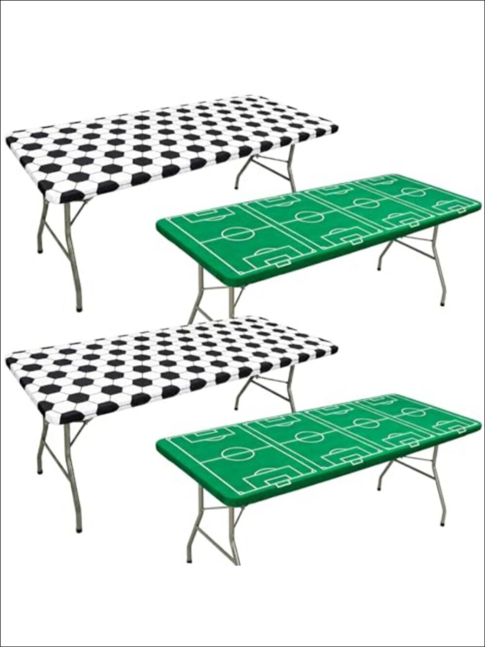 4 Pcs Soccer Tablecloths 70.8x33 Inch Polyester Non-Slip Rectangular Table
